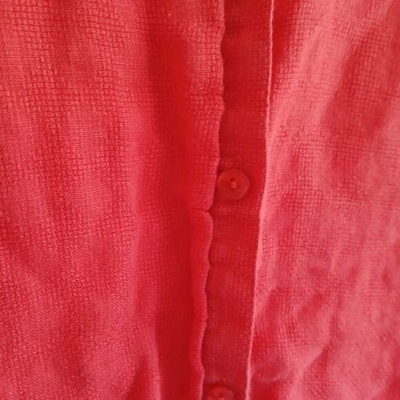 Coldwater Creek Linen Shirt Medium Coral Long Sleeve Button Down Collared - Picture 4 of 6